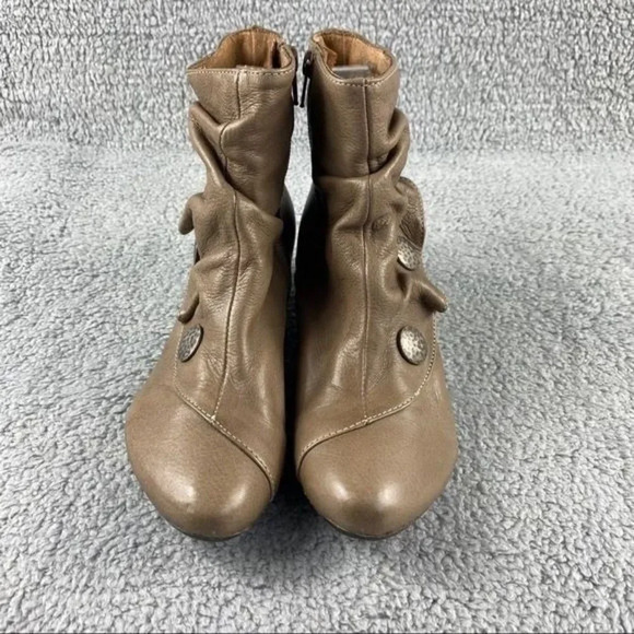 Eric michael soho Booties Tan Ankle Boots Shoes Spain leather‎ Womens 5.5 ZIP - Picture 3 of 15